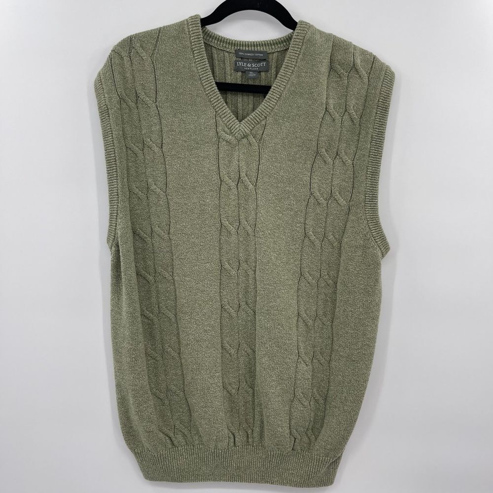 Mens Lyle‎ and Scott Scotland 100% combed cotton in  heather green vest xl